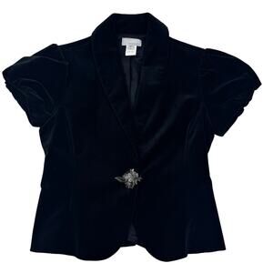 Symmetry Vintage Dressy Velvet Cropped Fitted Short Sleeve Jacket Women's Size 2